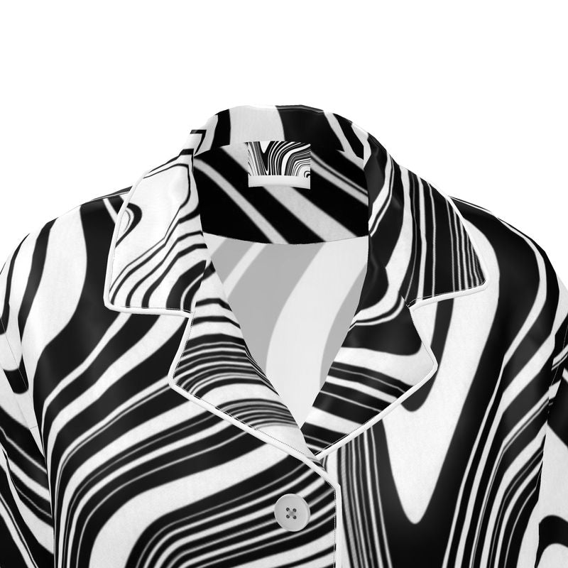 Women's Luxury Pajama Shirt abstract black white Home-clothes-jewelry