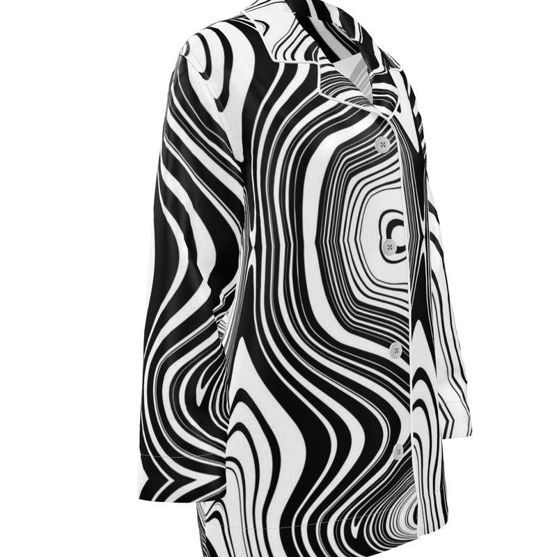 Women's Luxury Pajama Shirt abstract black white Home-clothes-jewelry