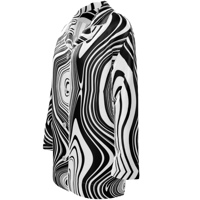 Women's Luxury Pajama Shirt abstract black white Home-clothes-jewelry