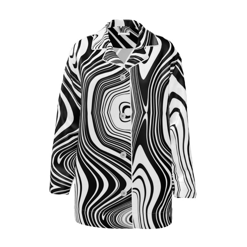 Women's Luxury Pajama Shirt abstract black white Home-clothes-jewelry