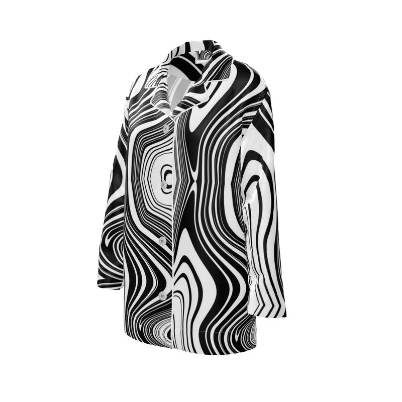 Women's Luxury Pajama Shirt abstract black white Home-clothes-jewelry