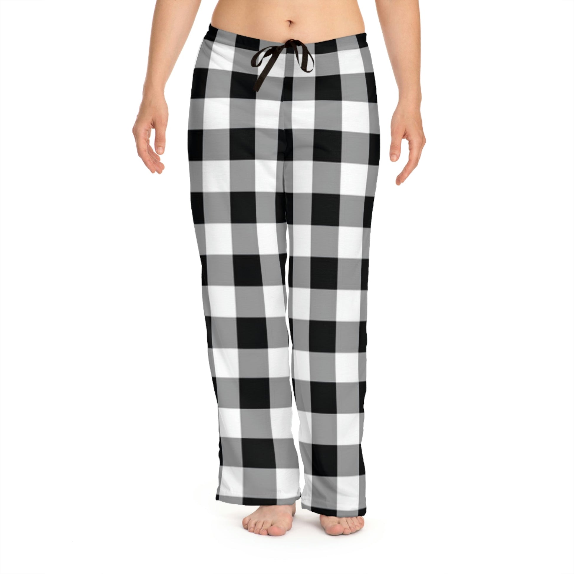 Women's Pajama Pants (AOP) black and white Home-clothes-jewelry