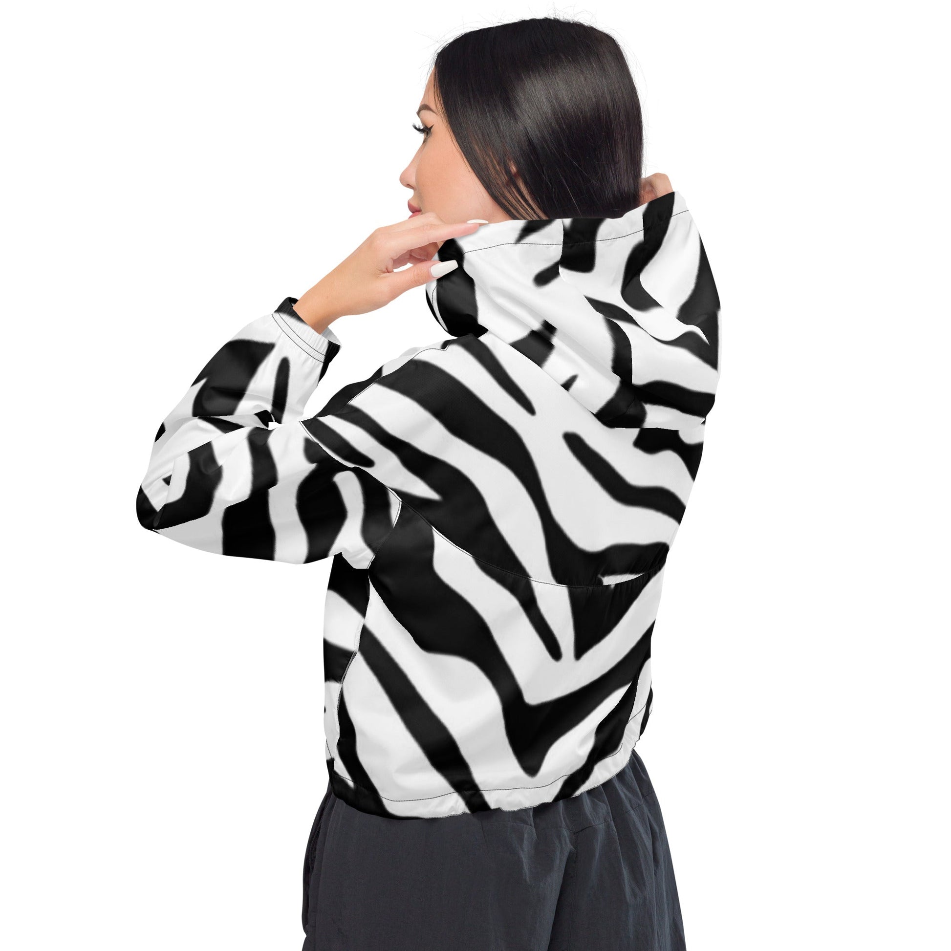 Women’s cropped windbreaker Zebra stripes Home-clothes-jewelry