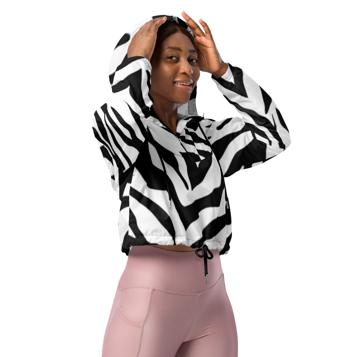 Women’s cropped windbreaker Zebra stripes Home-clothes-jewelry