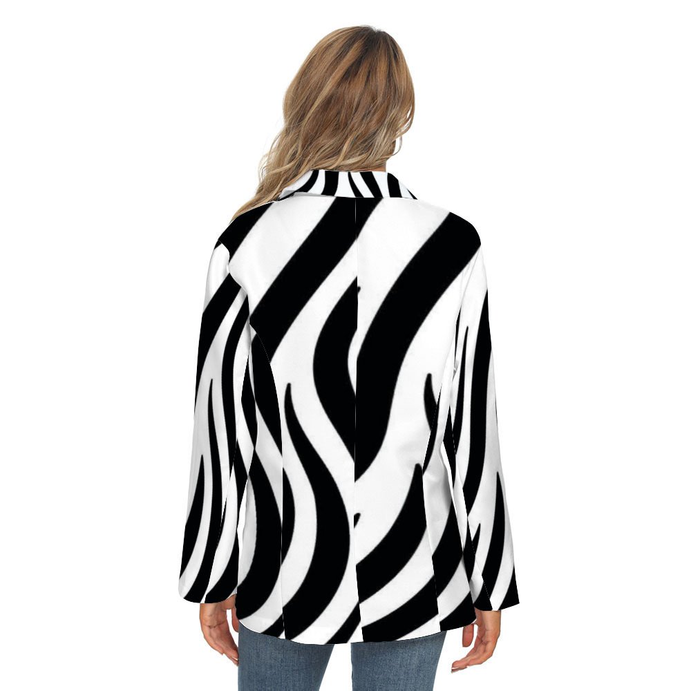 Womens Casual Suit Blazer Coat Fashion Light Coat Black And White Tiger decoration Home-clothes-jewelry