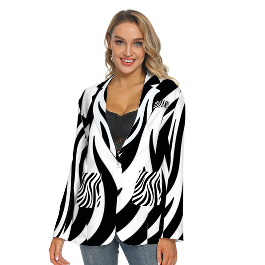 Womens Casual Suit Blazer Coat Fashion Light Coat Black And White Tiger decoration Home-clothes-jewelry