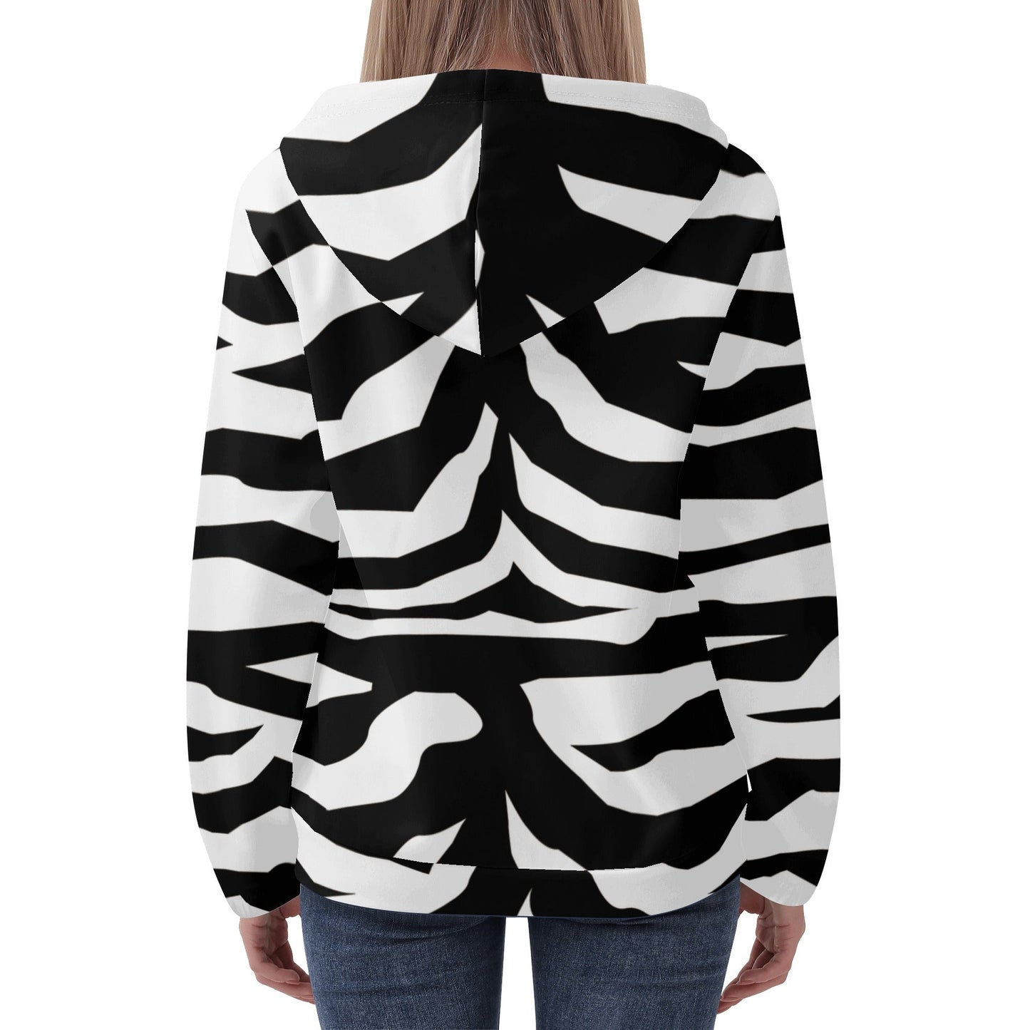 Womens Lightweight Zipper Jumper Sweatshirt Hoodie Zebra decoration Home-clothes-jewelry