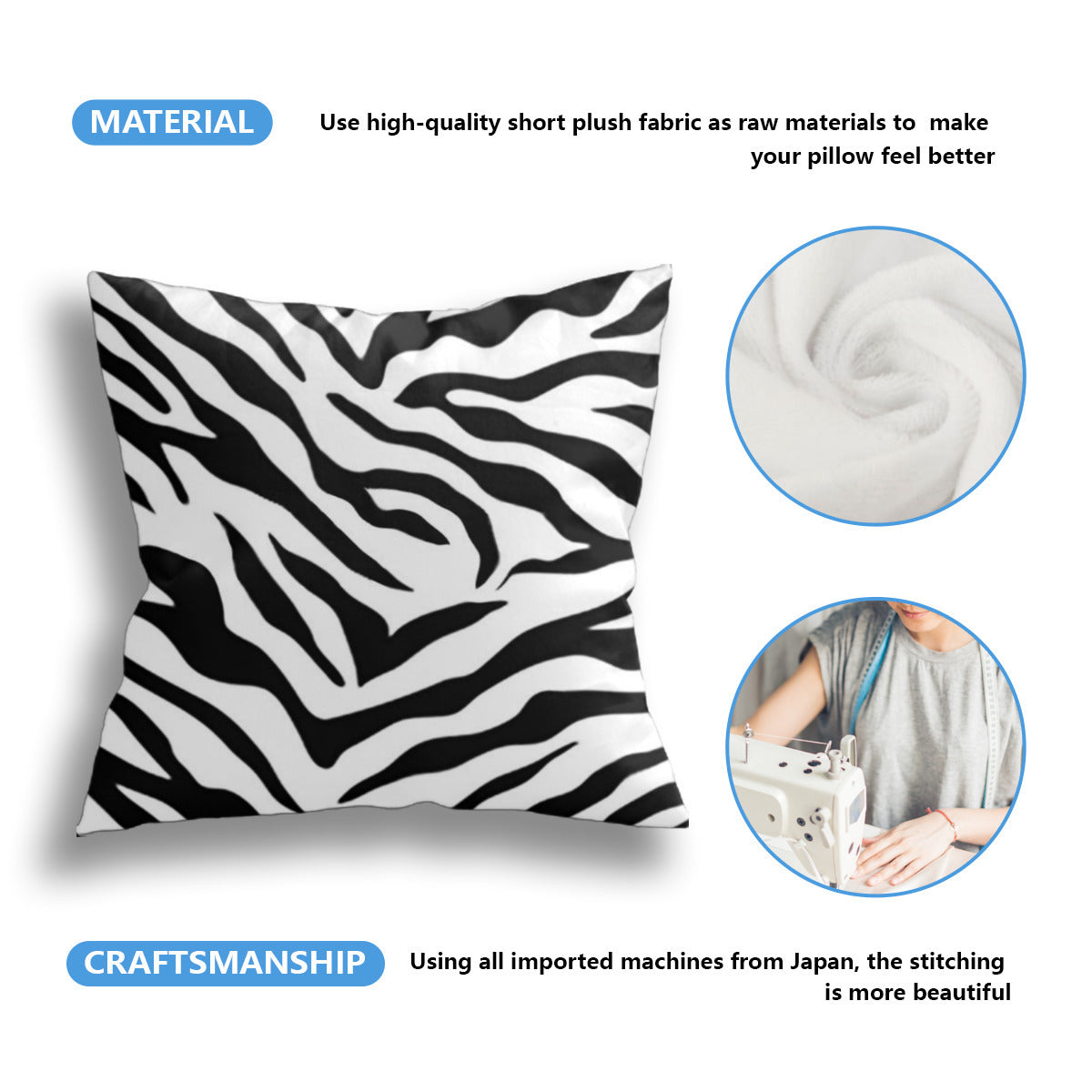 Zebra decoration Cushion cover (6 set, same sides)｜Polyester Home-clothes-jewelry