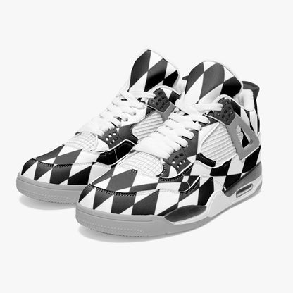 Black and White harlequin decoration AJ4 Basketball Sneakers -Grey Sole