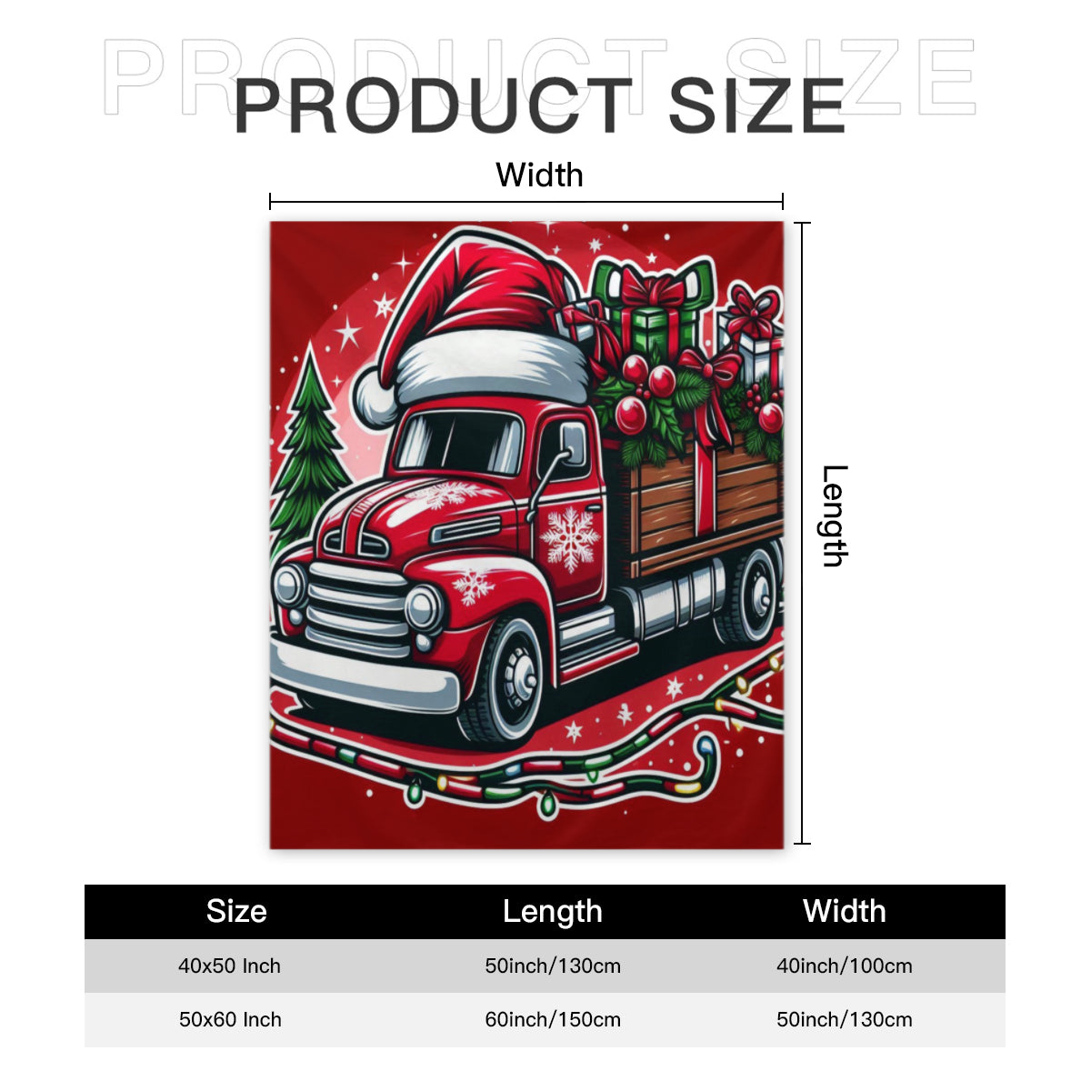 Flannel Blanket Christmas red Santa Claus Truck