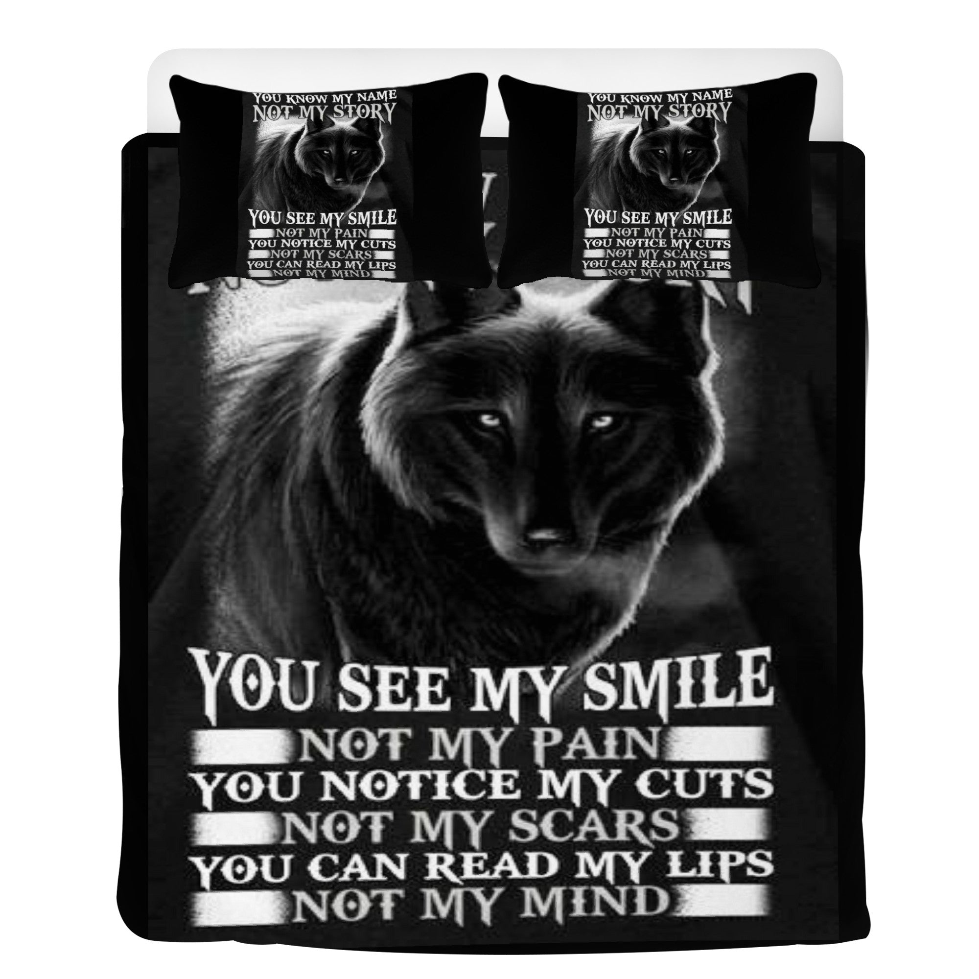 Bedding Wolf Black and White