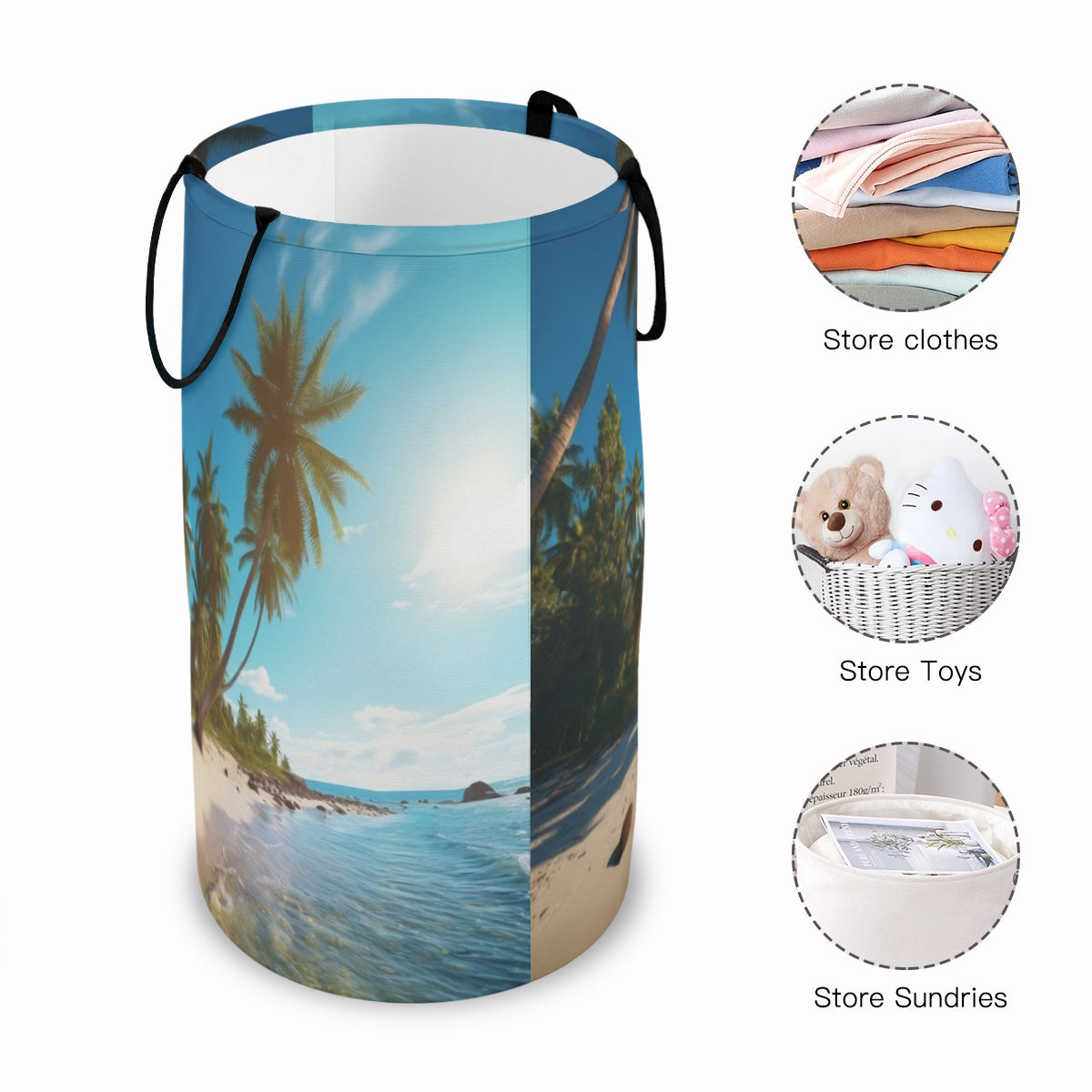 Large Capacity Foldable Laundry Basket Seaside | Polyester