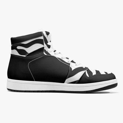 High Top Sneakers Black with zebra print decoration