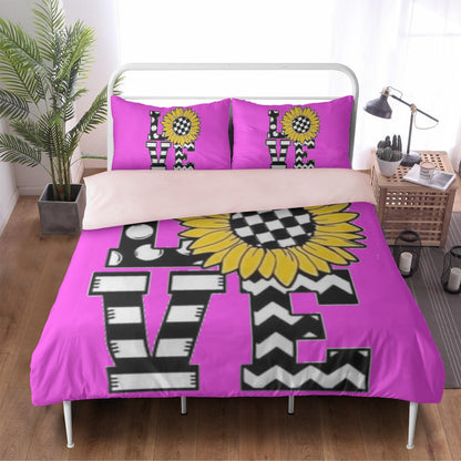 Love Themed 3-in-1 Polyester Bedding Set.