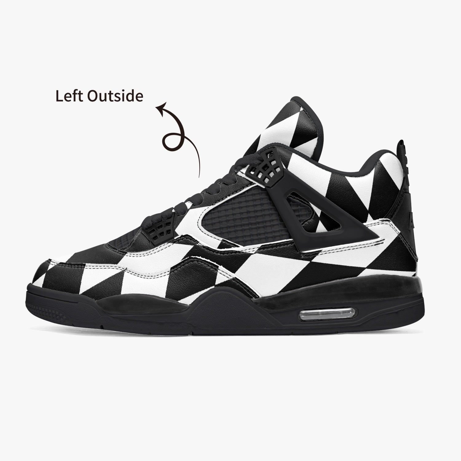 Luxury Black White AJ4 Basketball Sneakers - Masterfully Crafted with Black Sole