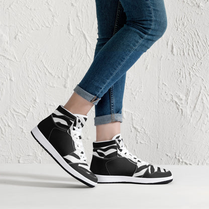 High Top Sneakers Black with zebra print decoration