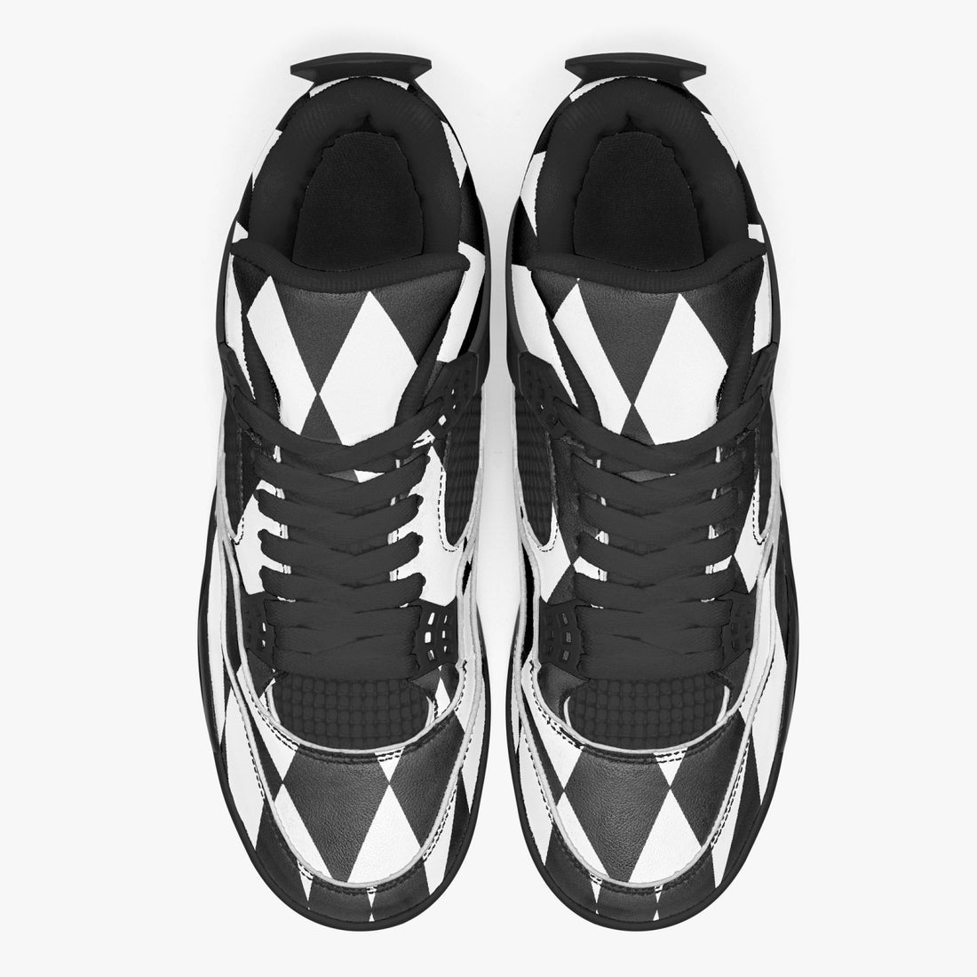 Luxury Black White AJ4 Basketball Sneakers - Masterfully Crafted with Black Sole