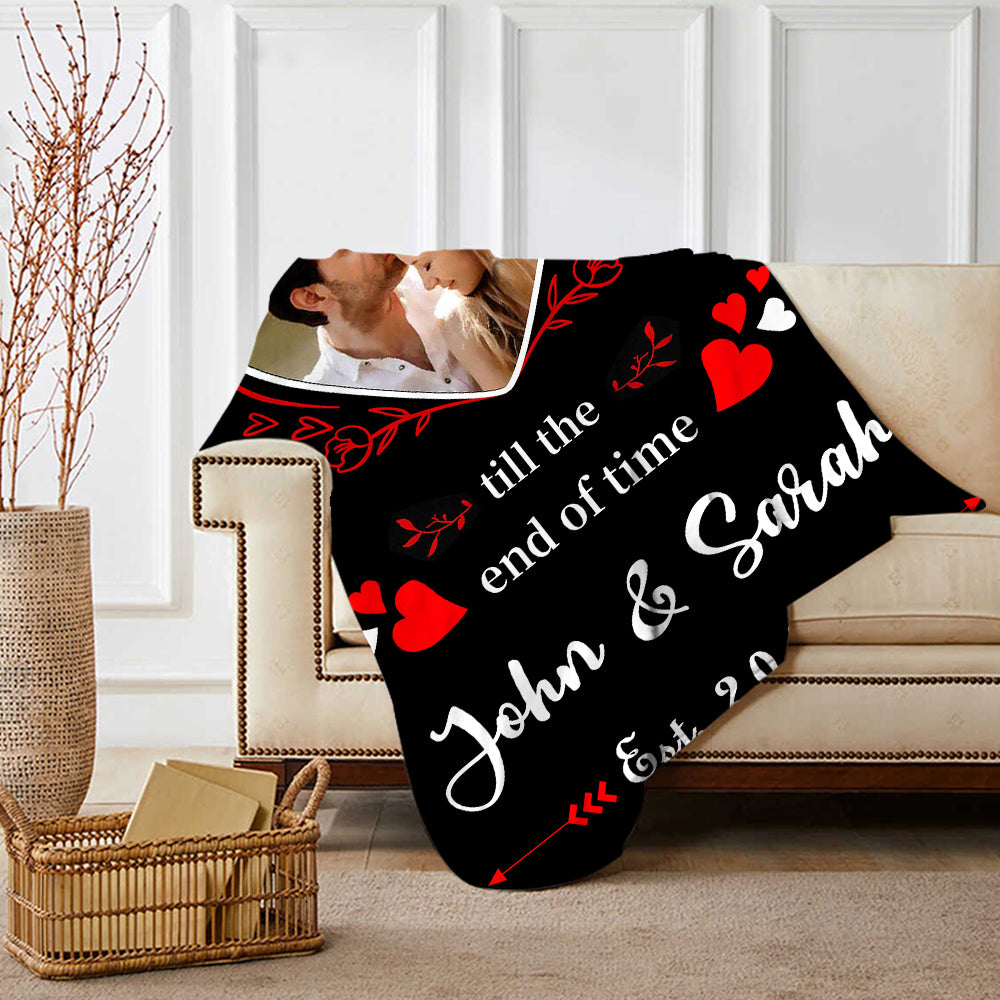 Custom Name Heart Shaped Pattern Blanket