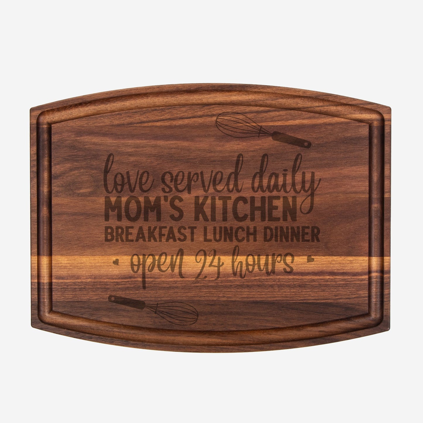 Arched Wood Cutting Board with Groove - 12’’ x 9’’ - Walnut - Home & Kitchen