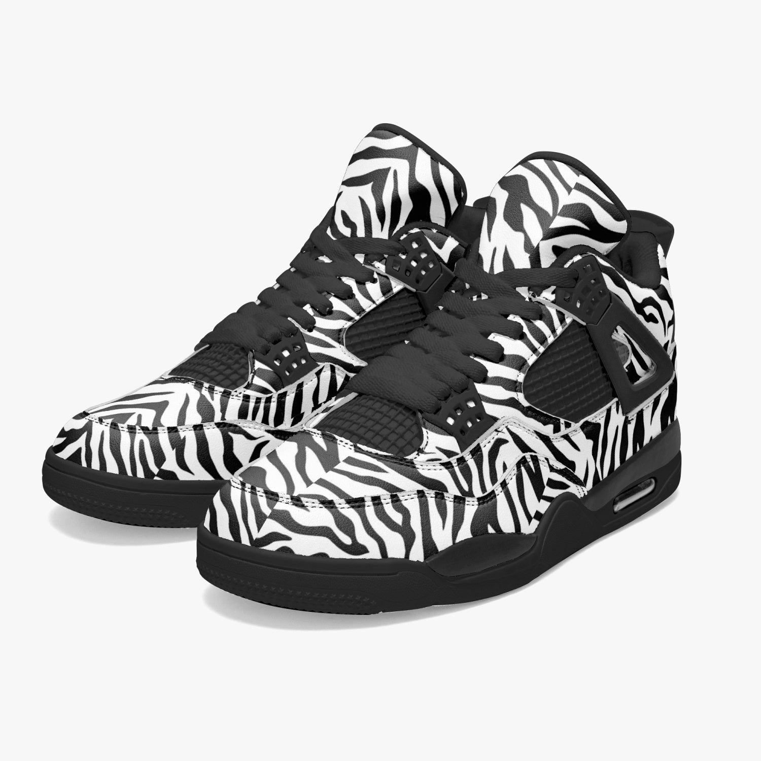 Classic Style meets Wild Style with Zebra Print AJ4 Basketball Sneakers