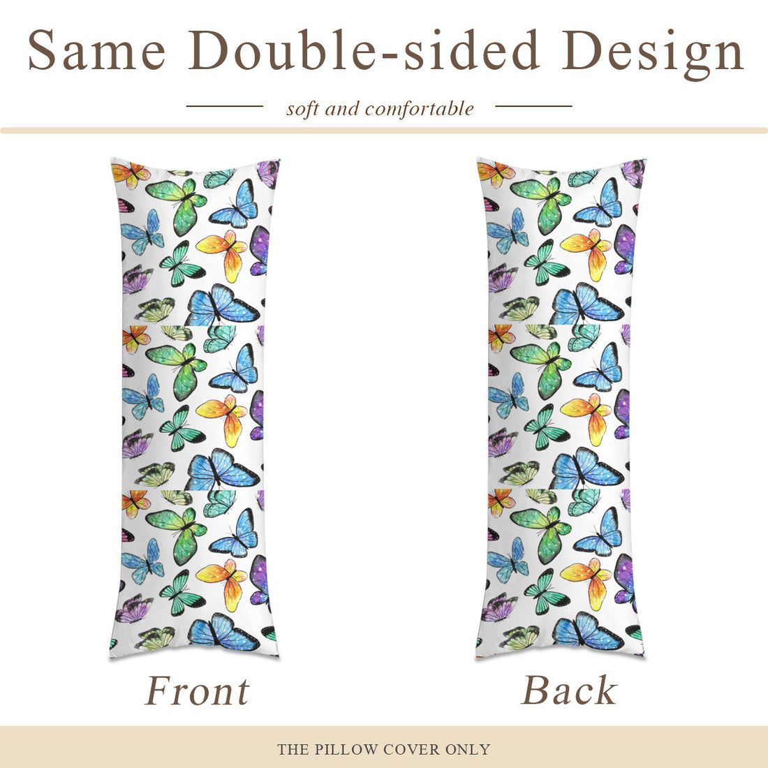 Long Pillow Cover Double-Sided Design (Multiple Sizes)｜Polyester - butterflies