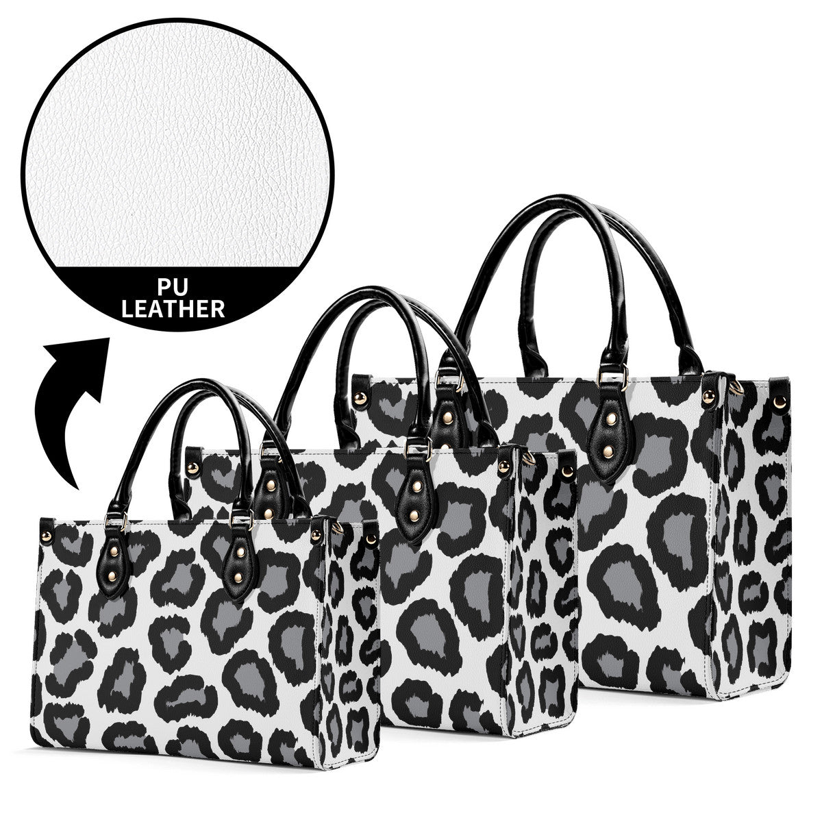 Multiple Sizes Upgraded Luxury Women PU Leather Handbag Leopard print decoration