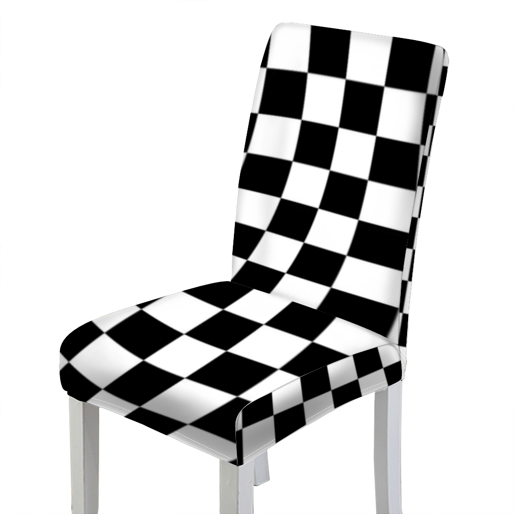 Custom Dining Chair Cover Elastic Dining Chair Cover Removable Seat Protection Black and White