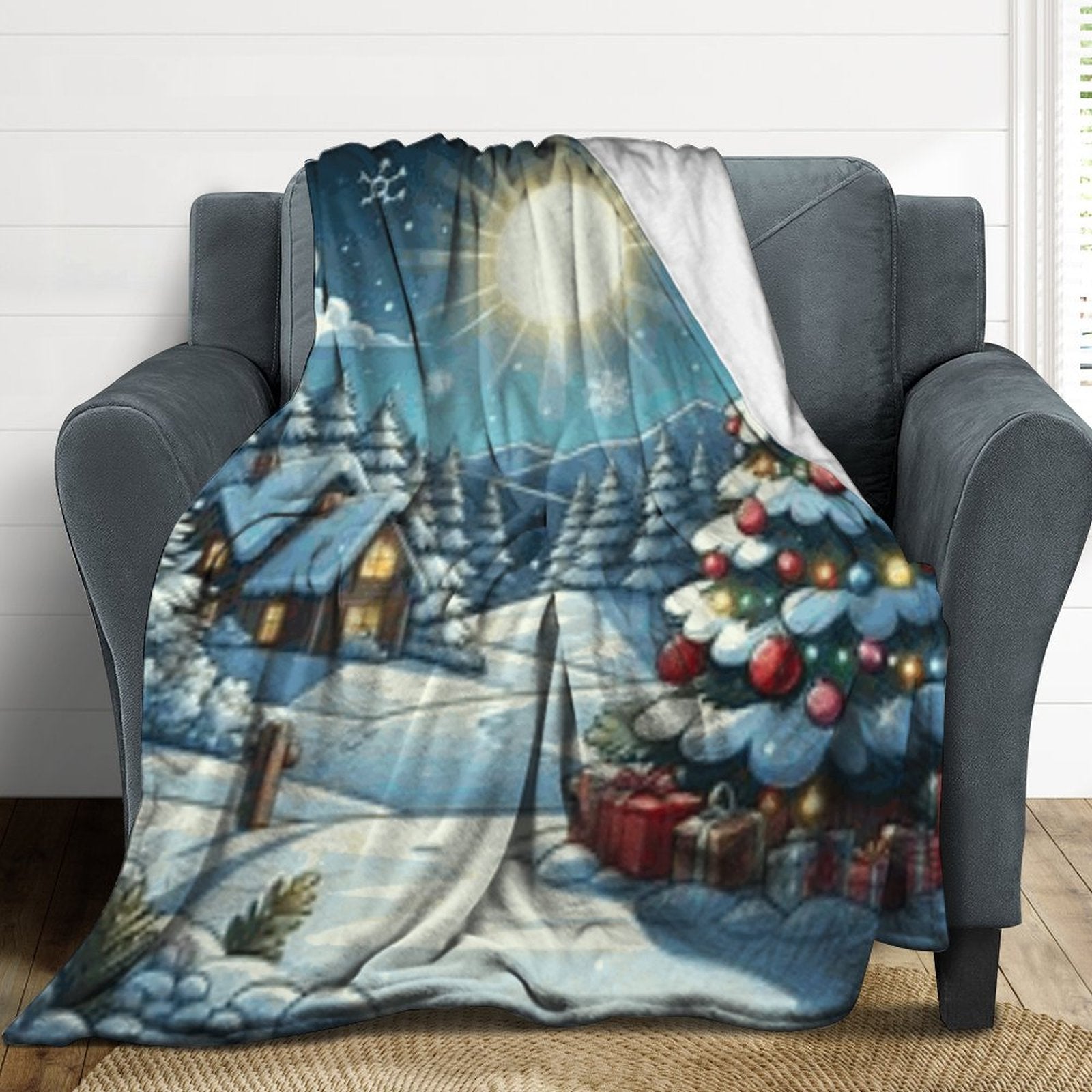 250gsm Flannel Throw Blanket-60&quot;x80&quot; Christmas Scenery