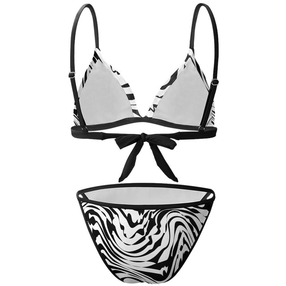 Sexy Two Piece Bikini Swimsuit black and white abstract