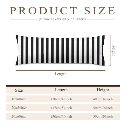 Long Pillow Cover Double-Sided Design,stripes black and white