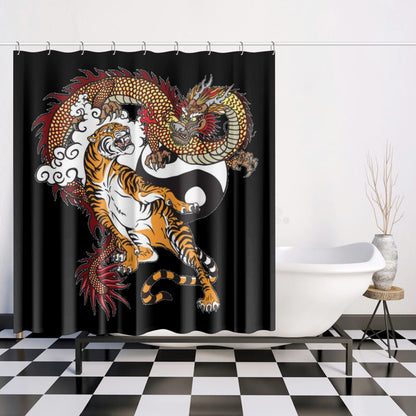 Quick-drying Shower Curtain Tiger and Dragon