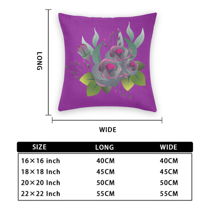 Cushion cover (6 sets, same sides)｜Polyester, pink rose bouquet