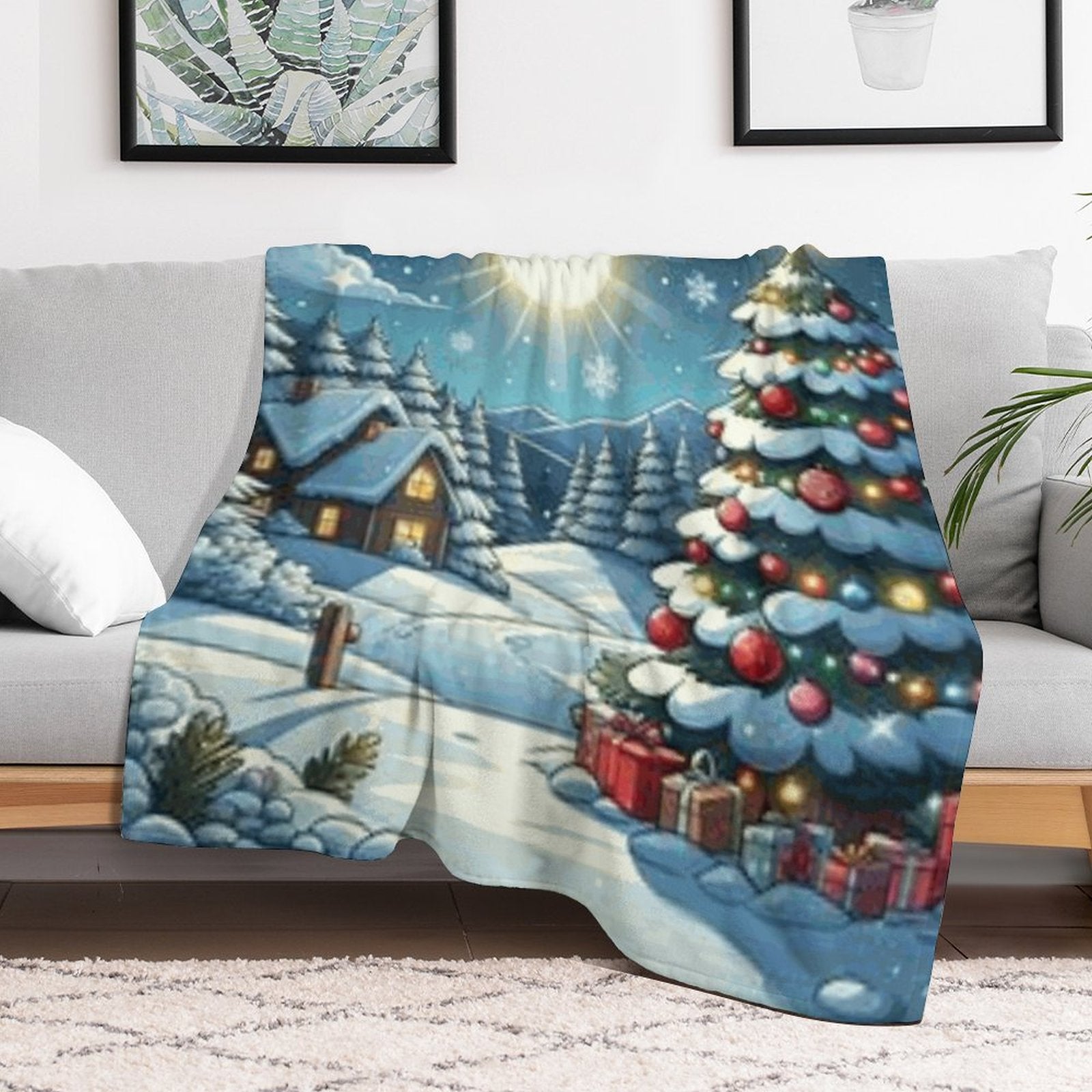 250gsm Flannel Throw Blanket-60&quot;x80&quot; Christmas Scenery