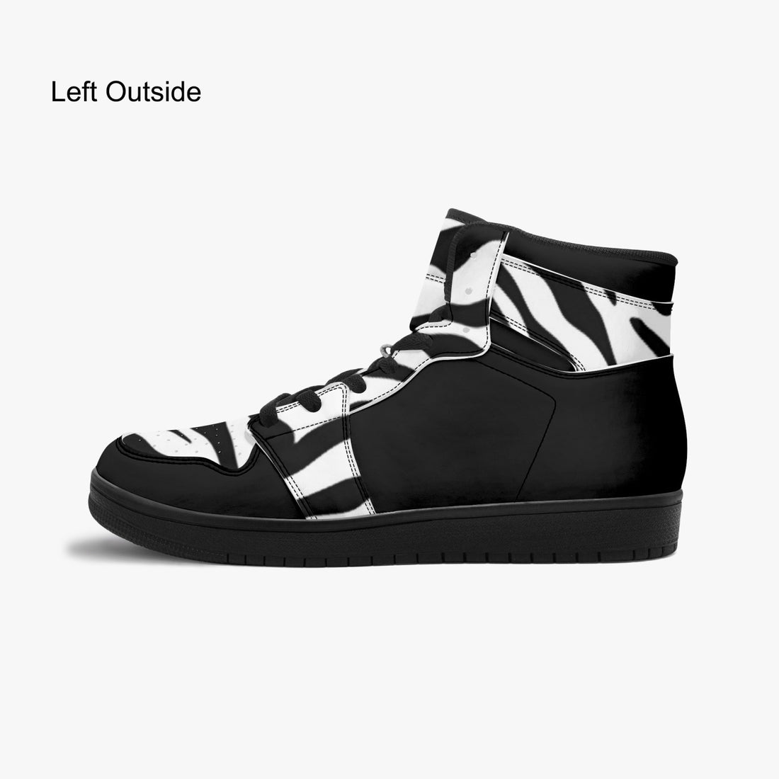 High Top Sneakers Black with zebra print decoration