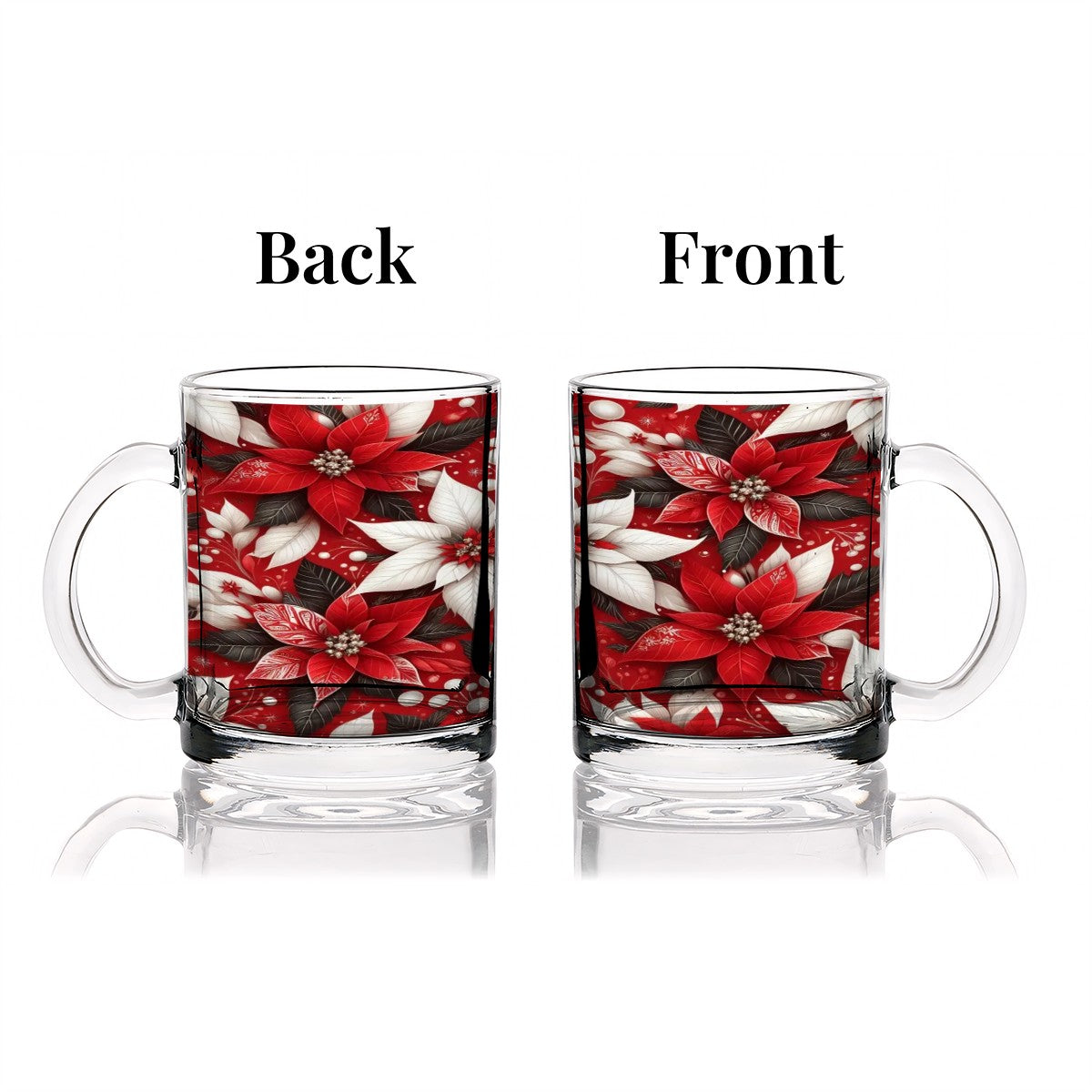 Glass Coffee Mugs Christmas Poinsettia