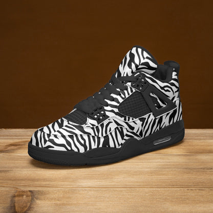 Classic Style meets Wild Style with Zebra Print AJ4 Basketball Sneakers