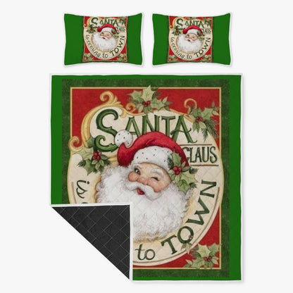 Polyester Quilt Bed Sets Santa Claus is coming to town.