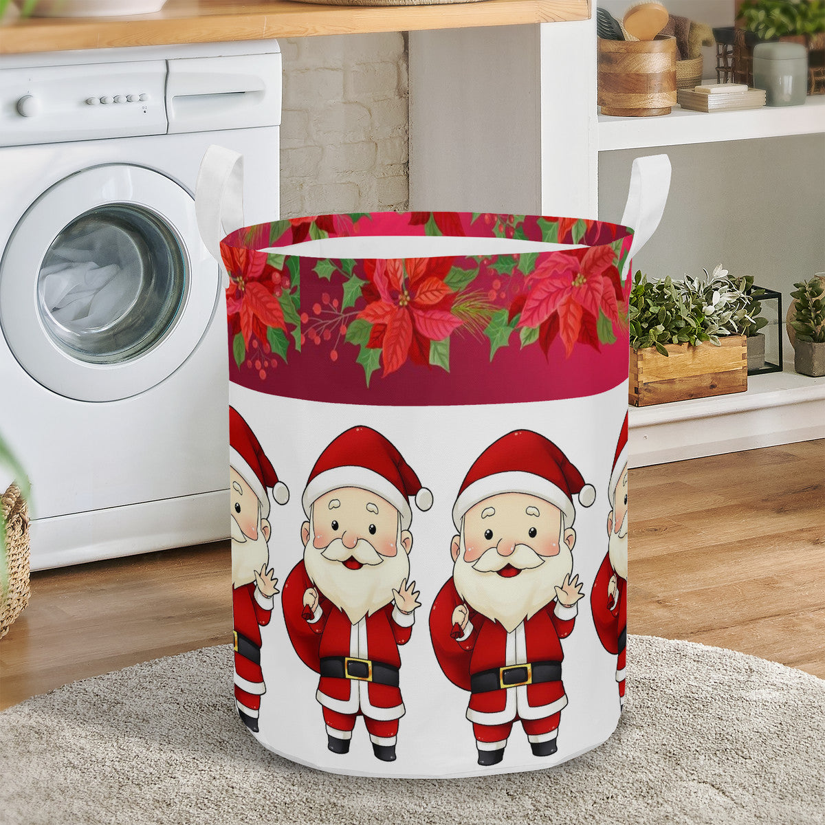 Round Laundry Basket Santa Claus Christmas decoration