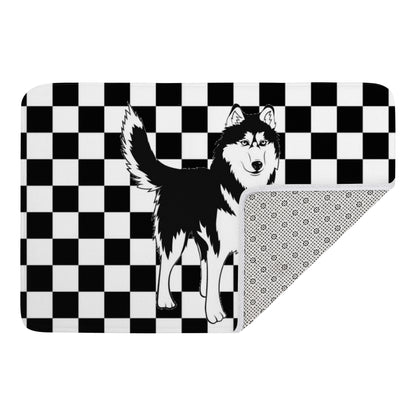 Doormat Husky on Black White