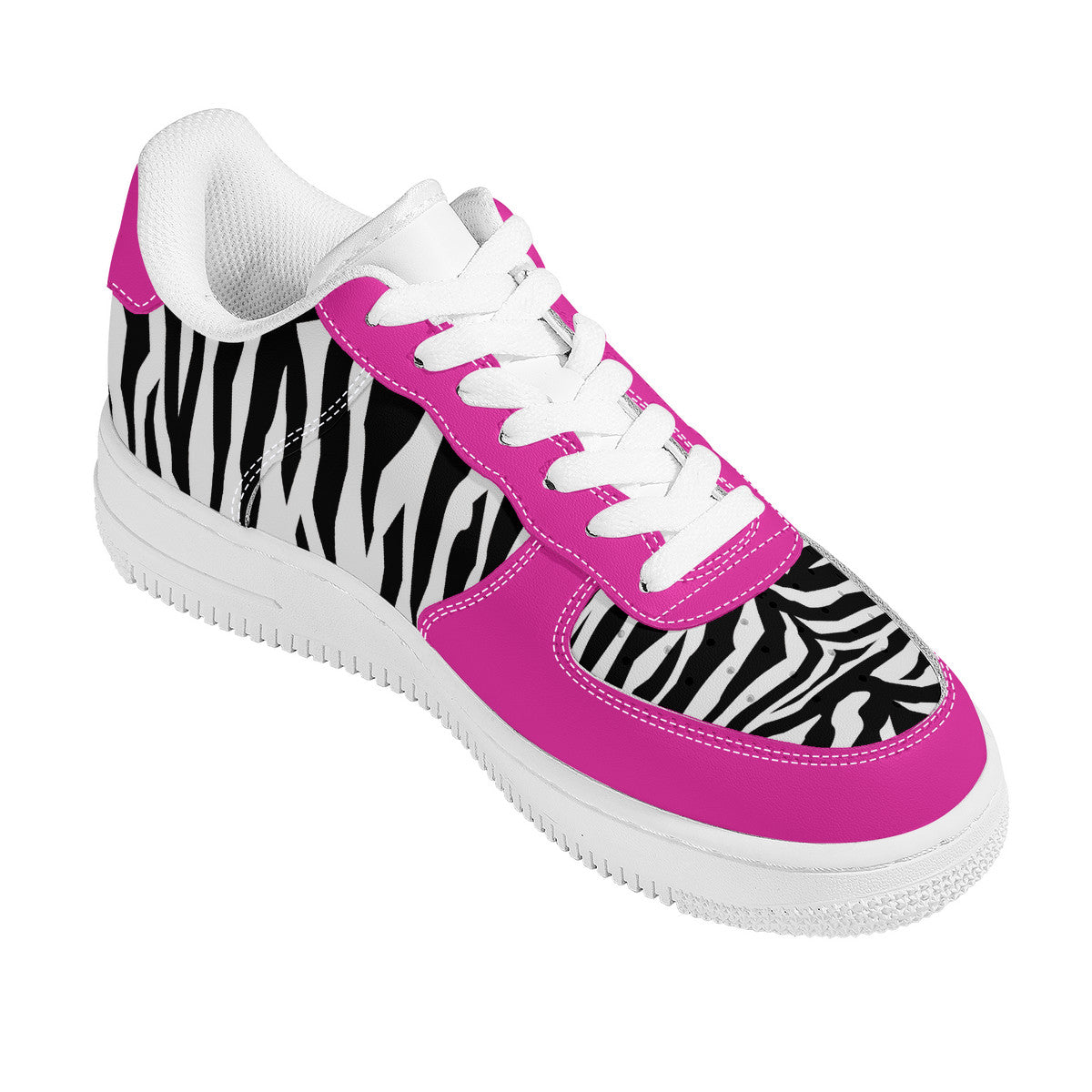 Low Top Unisex Sneakers Tiger decoration with pink