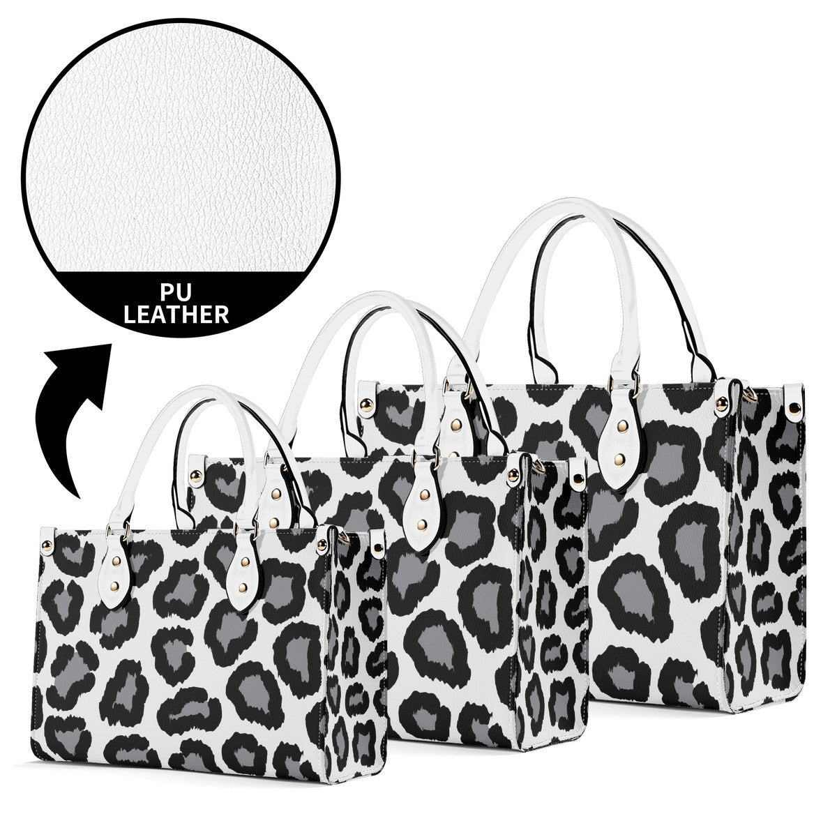 Multiple Sizes Upgraded Luxury Women PU Leather Handbag Leopard print decoration