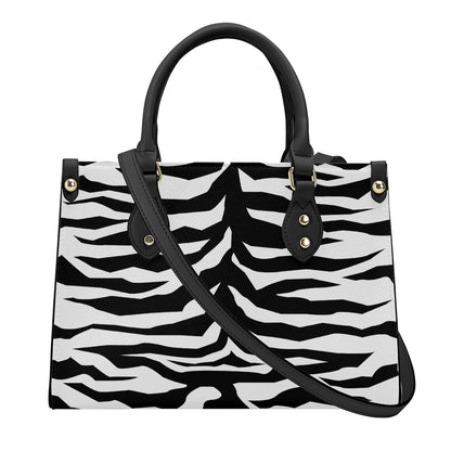 Luxury Women PU Tote Bag - Black White Tiger decoration