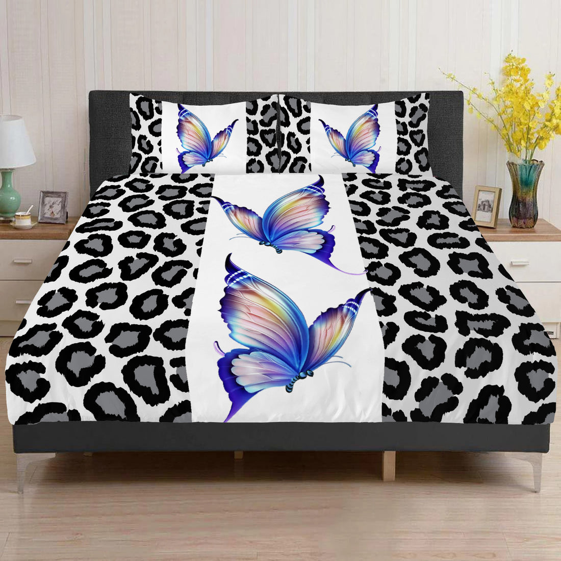 Bedding Butterflies on Leopard print