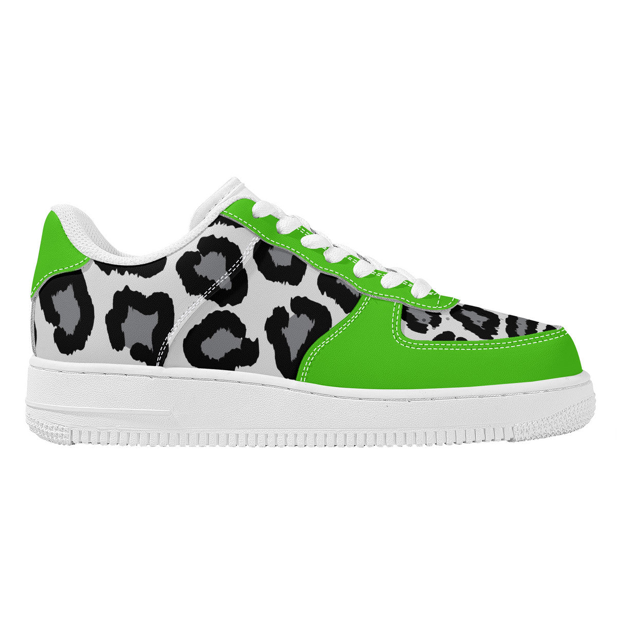 Low Top Unisex Sneakers Green with Leopard decoration