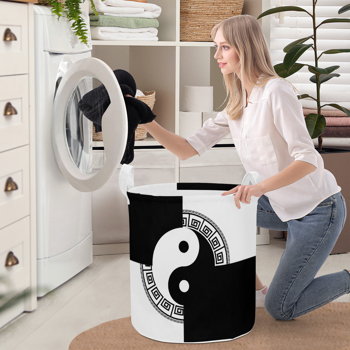 Round Laundry Basket Yin yang