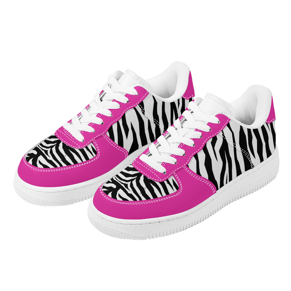 Low Top Unisex Sneakers Tiger decoration with pink