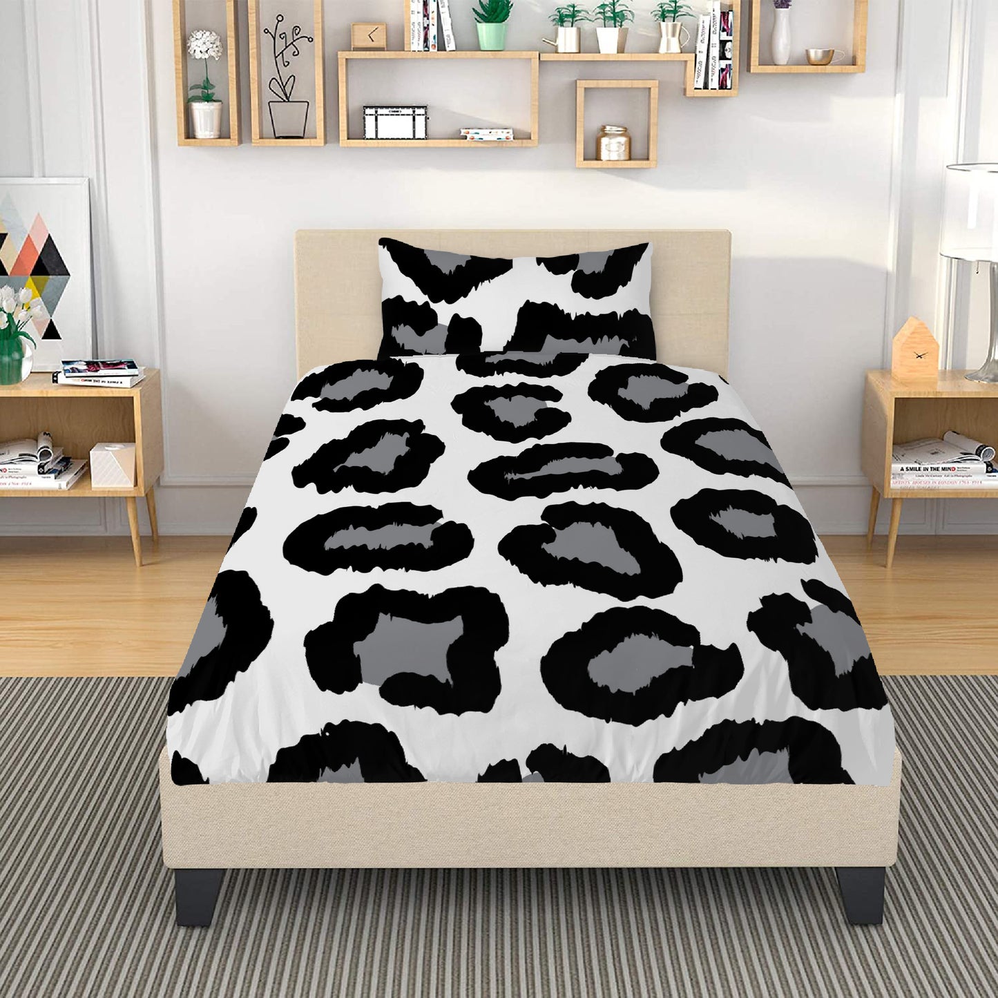 Beddings Black and White Leopard decoration