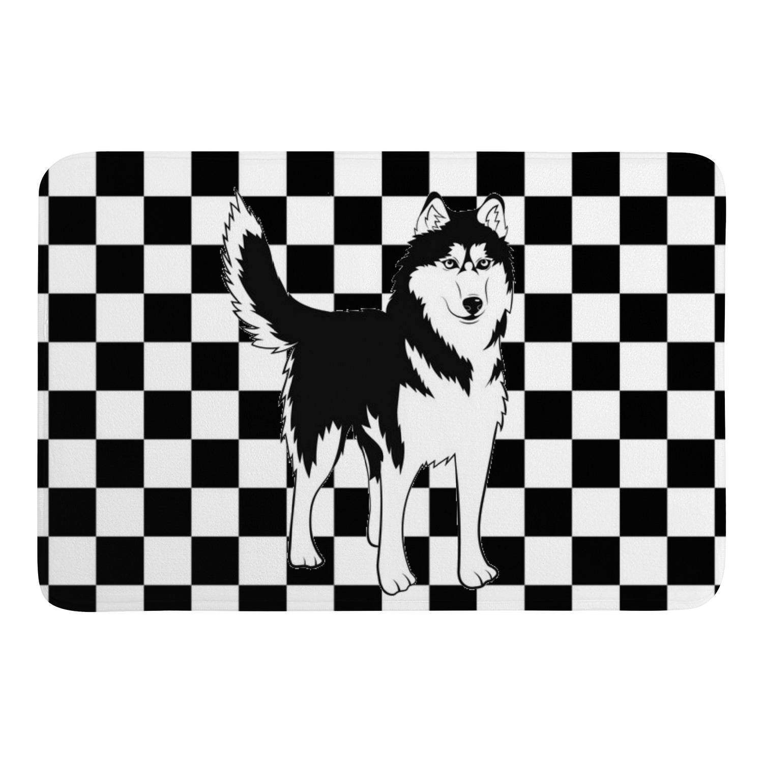 Doormat Husky on Black White