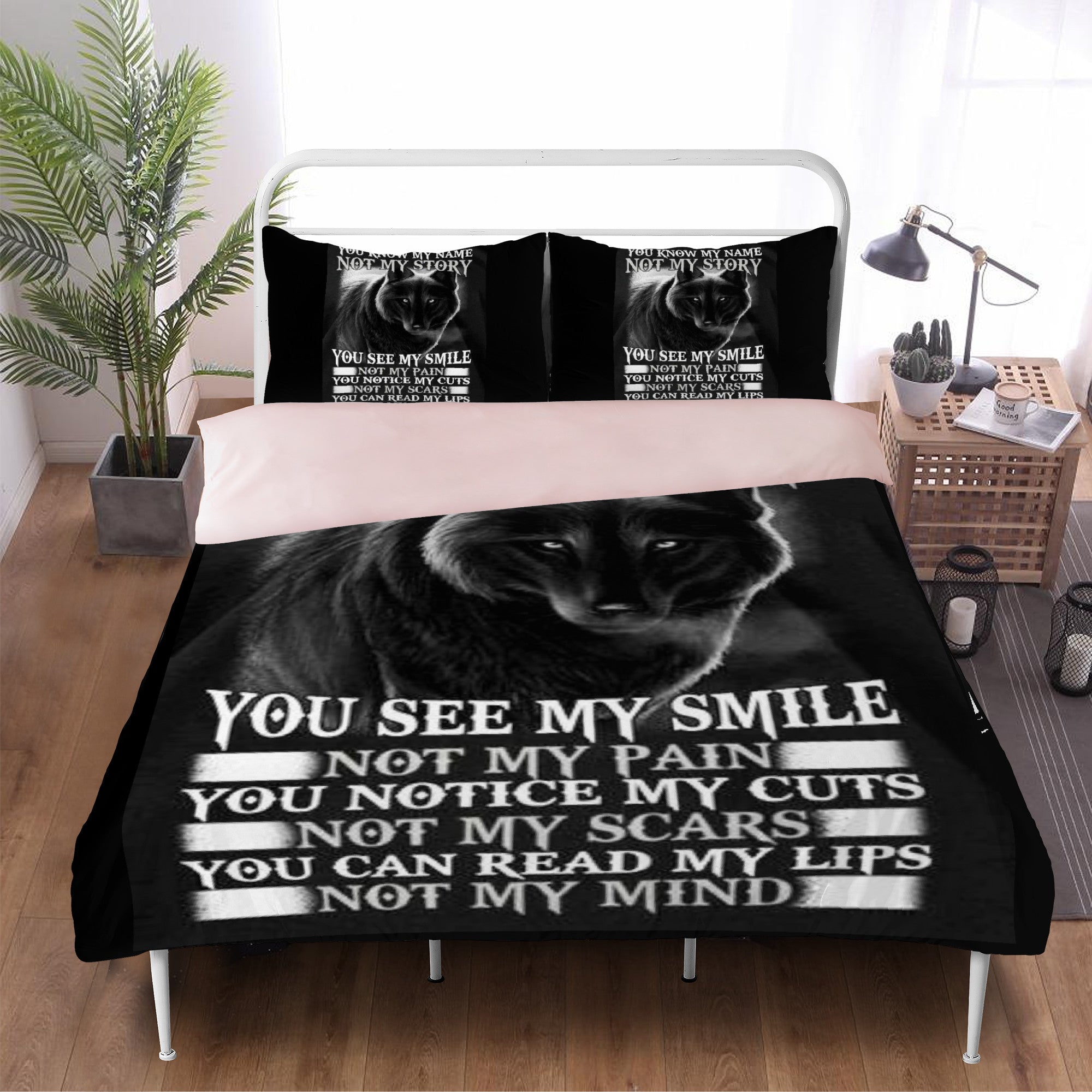 Bedding Wolf Black and White