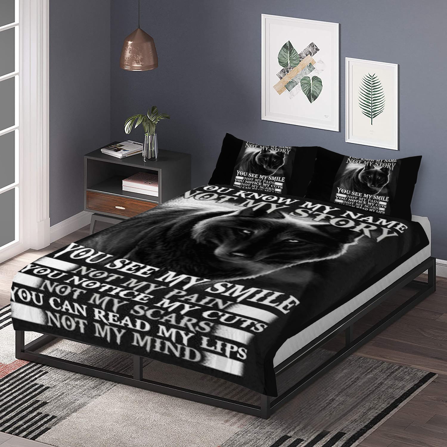 Bedding Wolf Black and White